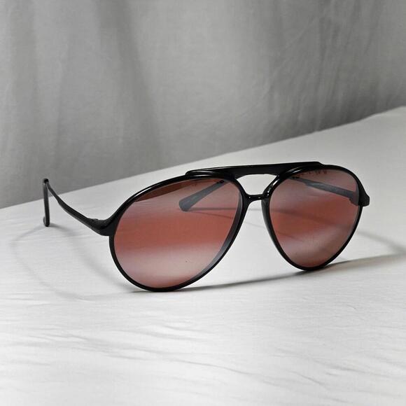 Vintage Serengeti 5284L Matte Black Aviator Sunglasses Rose Lens Japan Frames - Picture 4 of 15